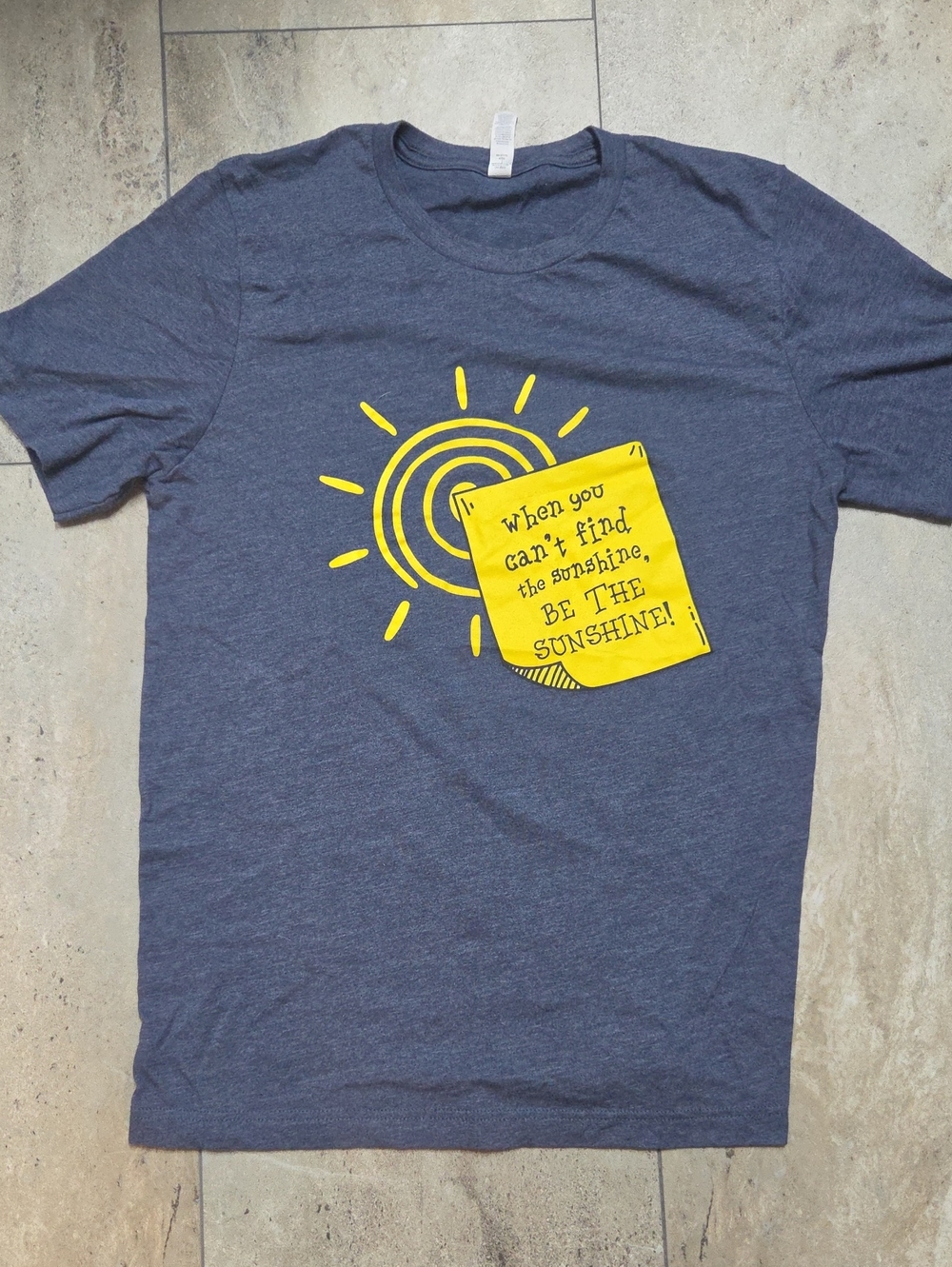 - Men's Navy Graphic Tee with Yellow Sunshine Print
